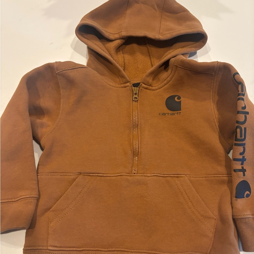 Carhartt Hoodie Toddler Size 2T Brown Sweatshirt 1/4 zip‎